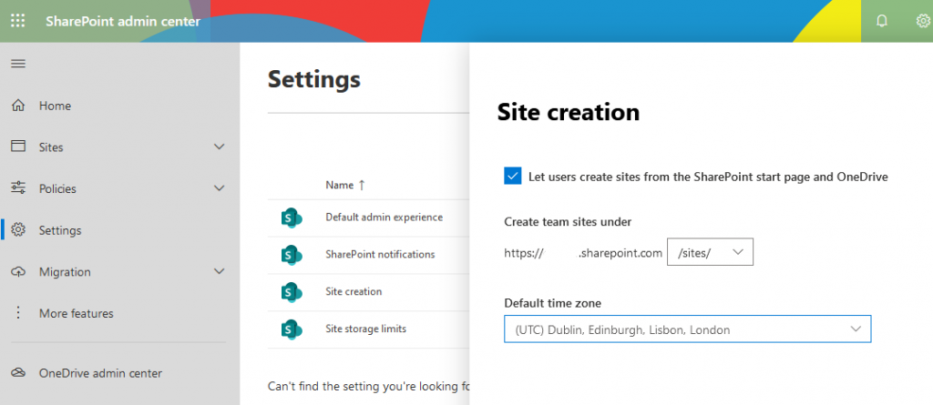 set default regional settings in sharepoint admin center