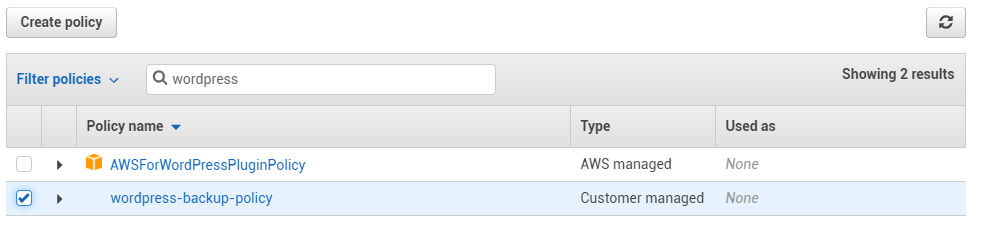 S3 IAM backup policy