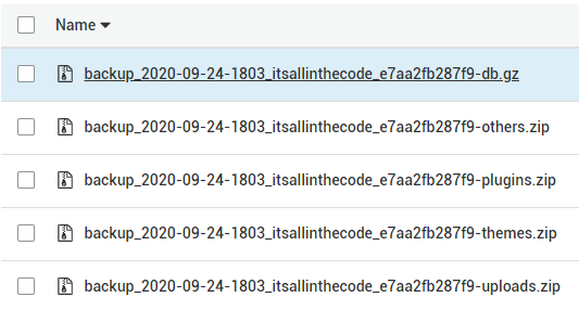 S3 UpdraftPlus backup files in bucket
